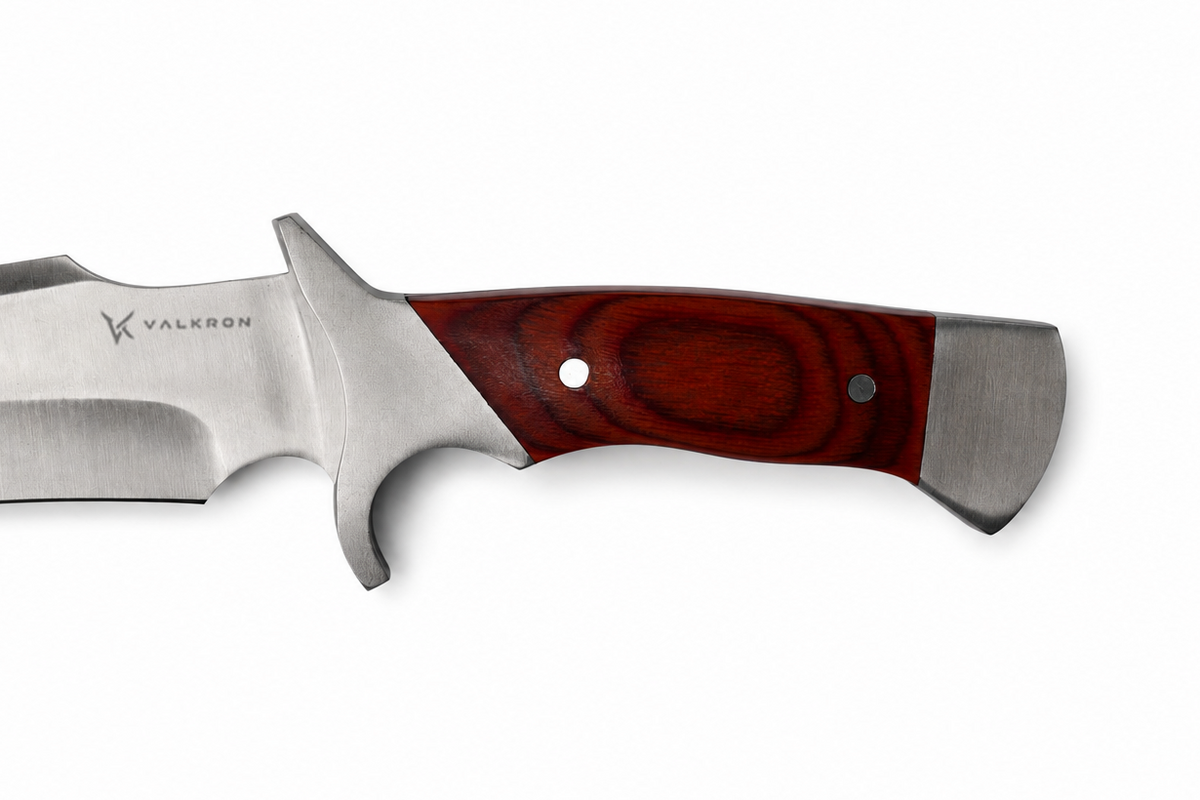 Emberwood Bowie fixed blade knife wood handle detail