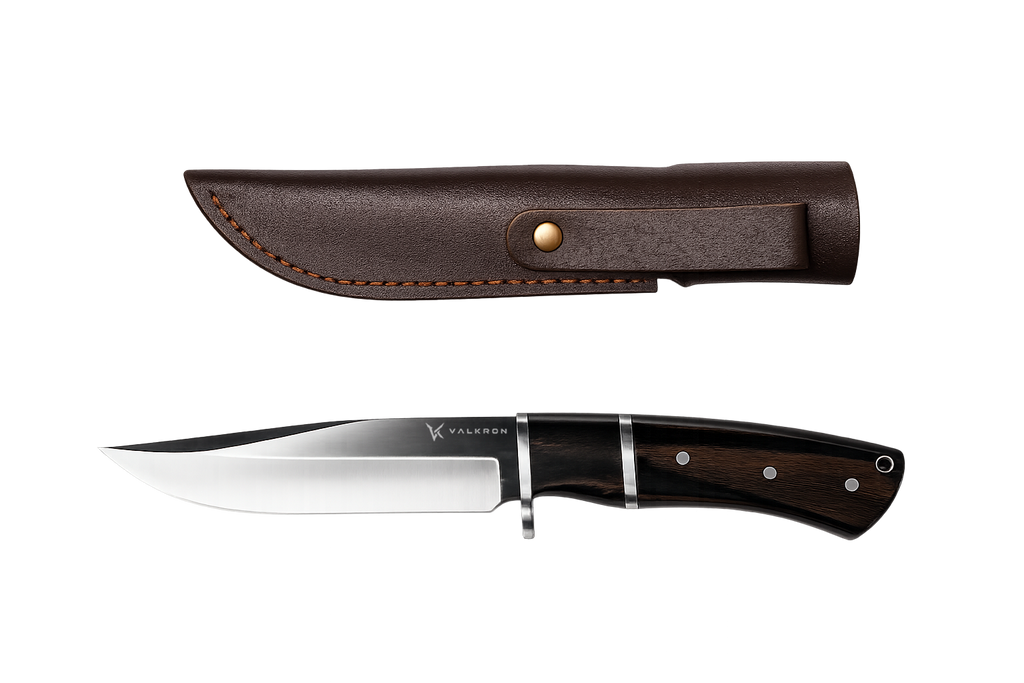 Stag Ridge fixed blade and sheath view hunting knife by VALKRON