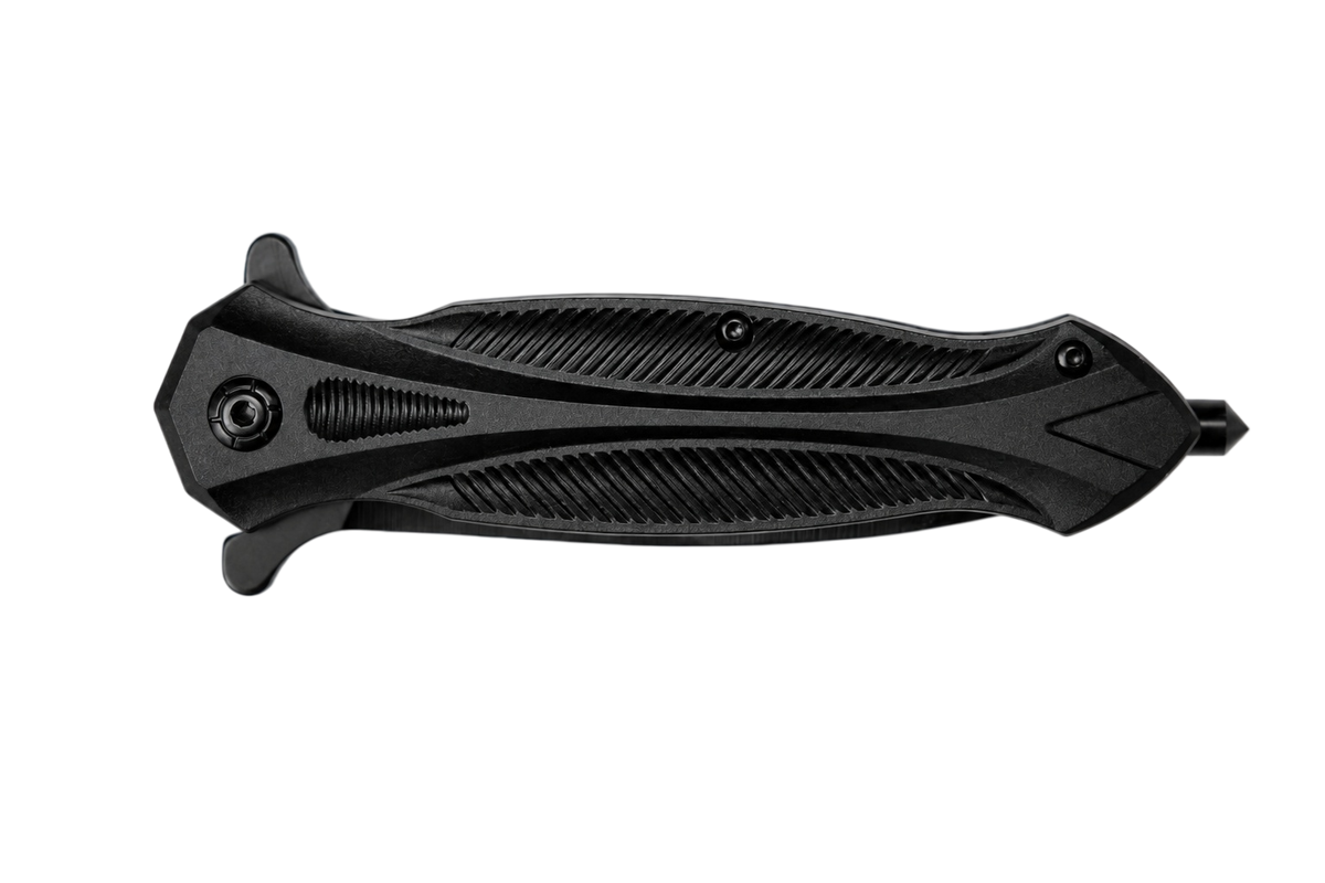 Blackout black folding knife closed side view