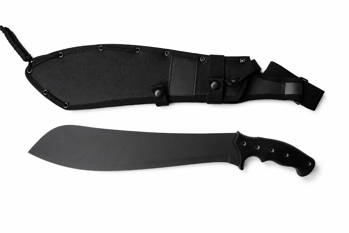 Stonebreaker utility fixed blade knife shown with black sheath