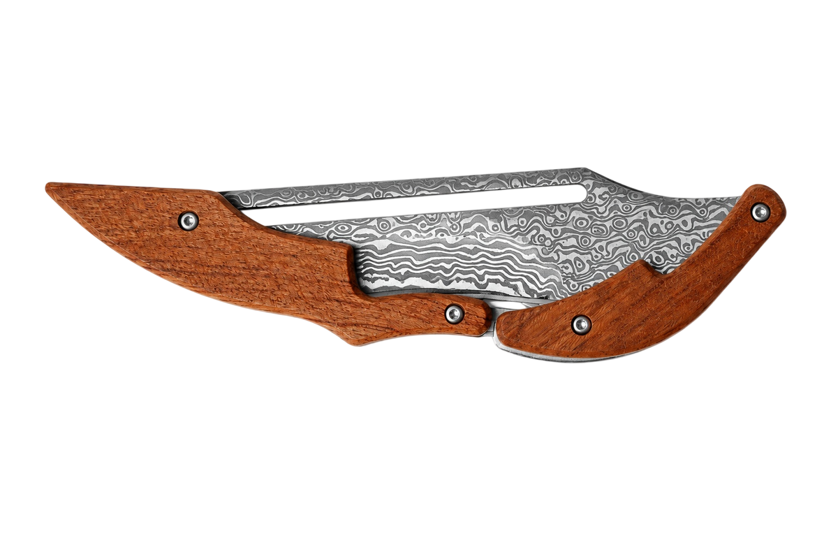 Woodland folding knife with natural wood handle