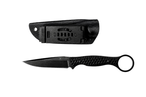 VALKRON Black Finch Finger-Ring EDC Fixed Blade Knife — blade and handle detail